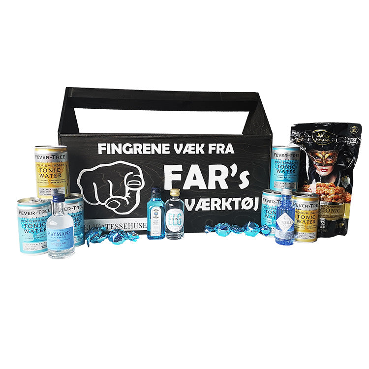 Gave til Fars Dag - Værktøjskasse med gin, tonic & snacks