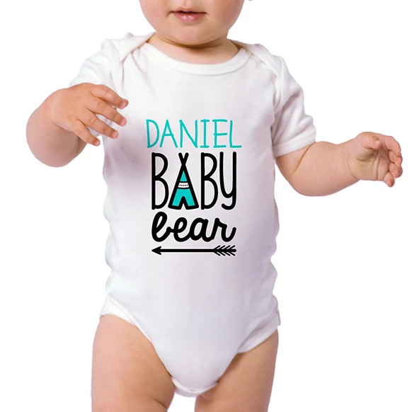 Kortærmet bodystocking baby med billede og design | 100% Bomuld | Kortærmet body | Gave til nyfødte