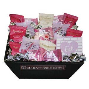 Gavekurv - flot pink 'Tak' kurv med en masse flowpacks
