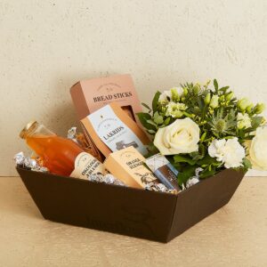 Gavekurv med buket (Floristens kreative valg uden alkohol)