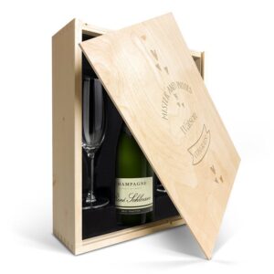 Personlig champagne gavesæt - René Schloesser (750ml) - Graveret trækasse