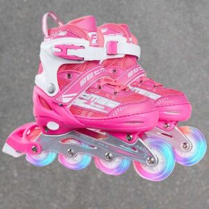 Justerbare rulleskøjter med lys i hjulene PRO - Pink