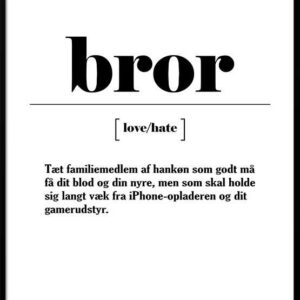 Plakat med sjov definition af bror