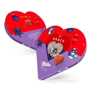 Milka-julehjerte med navn og billede