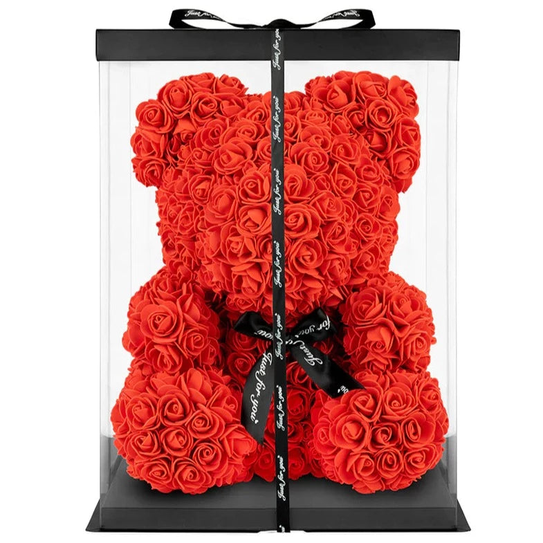 Rød Luksuriøs Rose Bamse - Lille - 25 cm
