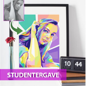 Studentergave - pop art tegning efter dine fotos