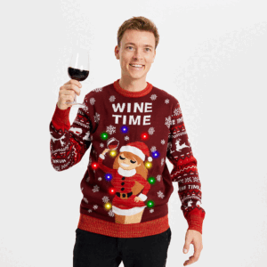 Wine Time Julesweater LED - Herre