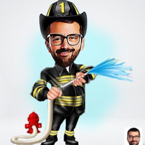 Brandmand tema (1 person) - karikaturtegning efter dine fotos