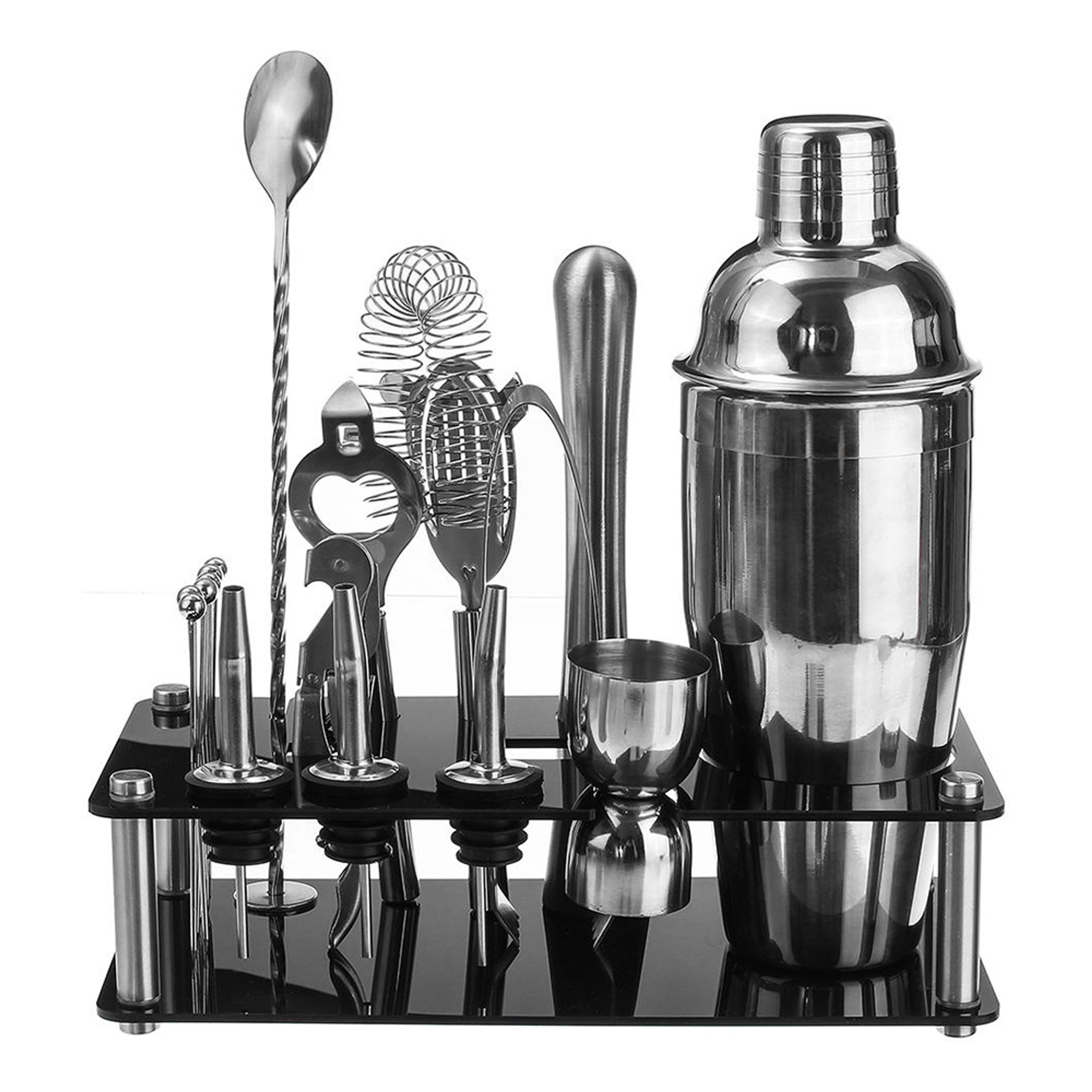 Cocktailsæt i Rustfrit Stål med Akrylholder