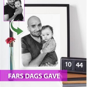 Fars dags gave - Portrættegning efter dine fotos