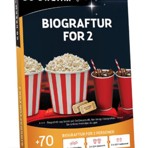 Go Dream BIOGRAFTUR FOR 2- Oplevelsesgaver MULTITHEMATIC - En god tur i biografen med mange muligheder – for dig og en ledsager. Med denne oplevelse