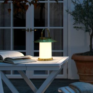 Temple To-Go solcellelampe, messing, h⌀jde 22 cm