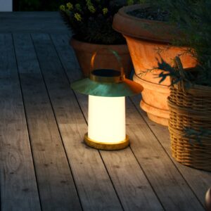 Temple To-Go solcellelampe, messing, h⌀jde 30 cm