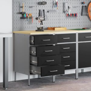 vidaXL Værksteds cabinet Sæt af 2 Sort og grå Stål 100 x 55 x 85 cm